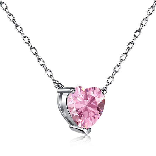 [LoveMore Jewelry]Heart Shape Main Stone Pendant Collarbone Necklace
