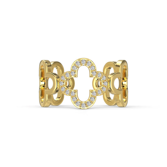 [LoveMore Jewelry]Hollow Design Four-Leaf Clover Flower Shape Ring